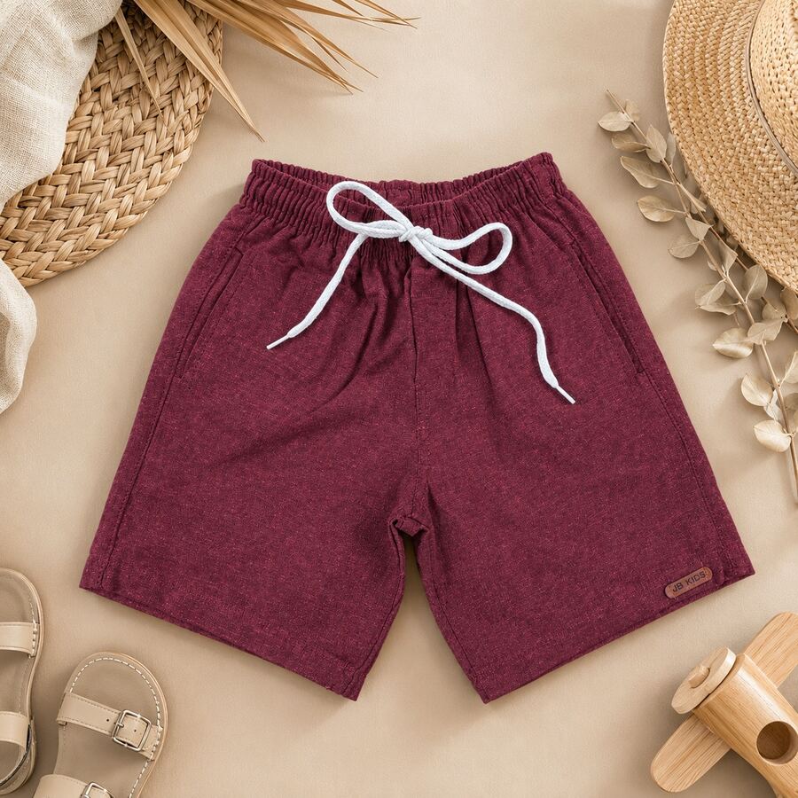 BOYS' BERMUDA SHORTS CHILDREN'S PREPPY FASHION NEW RELEASE - Burgundy - View 1