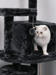 Árbol para gatos grande de 65 pulgadas, - Postes de arañeo de sisal natural, casa para mascotas, adecuado para gatos de interior, 2 cuevas para gatos, 5 perchas de felpa, postes de arañeo y juguete para gatos - Multicolor - Ver 9