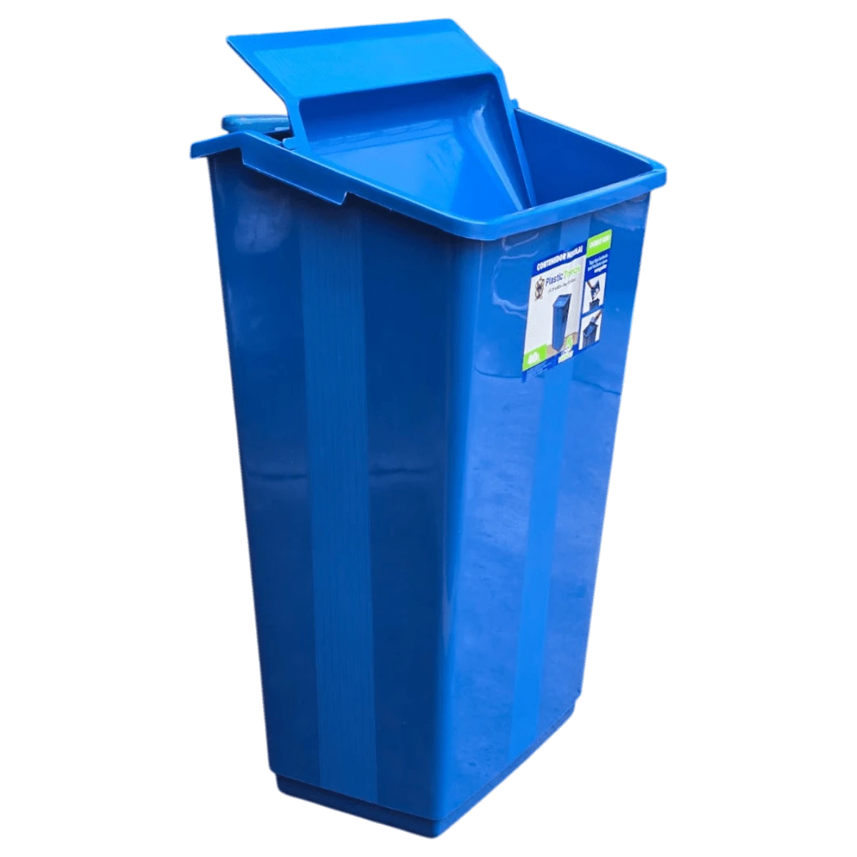 40L 2-In-1 Trash Can With Rocking Lid And Plastic Dustpan - Blue - View 1