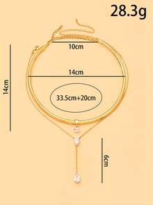 2pcs Rhinestone Choker & Y-Shaped Necklace Set, Smooth Open Metal Choker + Marquise Teardrop Rhinestone Y-Shaped Pendant Necklace, Women's Minimalist Shiny Everyday Layered Collarbone Jewelry - Rhinestones - View 4