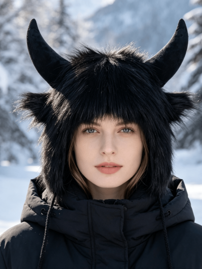 Cute Unisex Cool Horn Hat, Fashionable Accessory For Cold Weather, Outdoor Formal Headwear, Personalized Headpiece