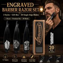 Kit de navaja profesional de borde con cuchillas – Navaja de acero inoxidable para barbería para afeitado de hombres, afeitadora clásica de barbería para afeitados suaves, precisos y cómodos - Maquinilla de afeitar de seguridad + cuchillas - Ver 1