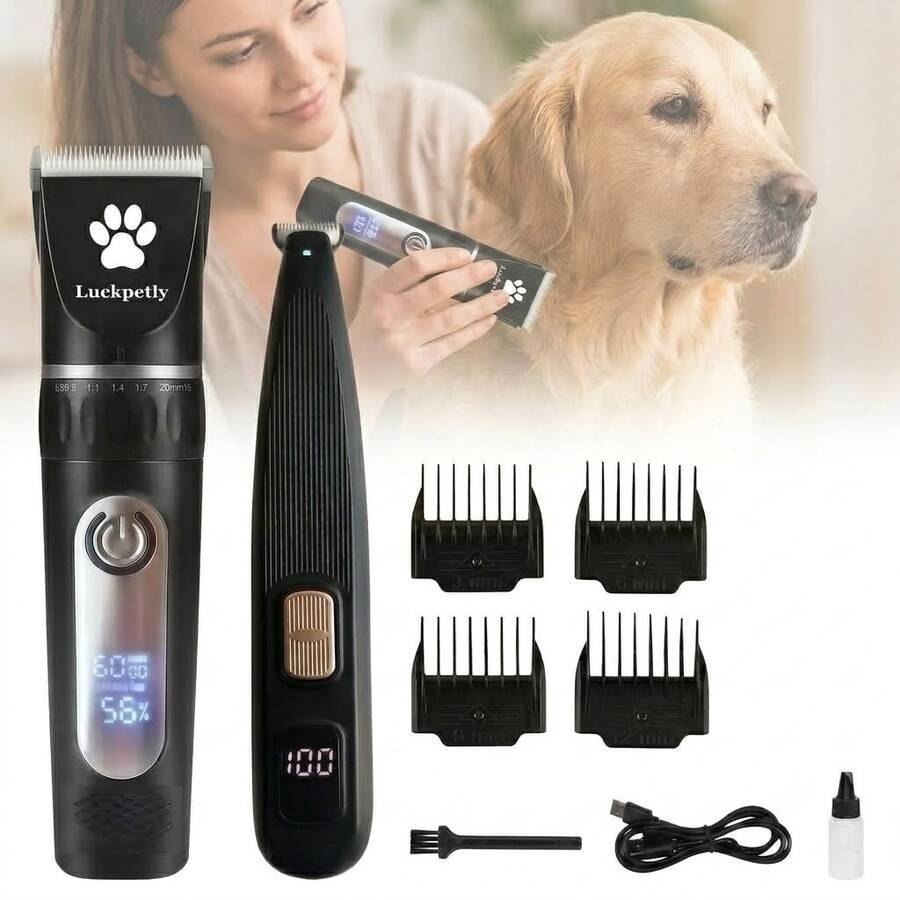 Classic Ceramic Blade Electric Pet Hair Clipper, High Speed High Power Low Noise Anti-Clogging With LCD Display, Grooming Kit For Dogs, Cats, Sheep, Horses And Other Pets - View 1