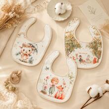 3pcs Cartoon U-Shaped Bibs Cotton Cartoon Animal Print Drool Bibs Baby Bibs - Multicolor - View 12