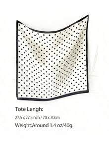 1 Peça Lenço Quadrado de 70cm com Estampa de Bolinhas Casual, Nova Bandana de Primavera/Outono para Mulheres, Cinto Versátil, Faixa de Cabeça, Lenço de Pescoço da Moda - Branco - Visão 5