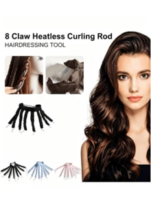 1pc 8-Tooth Heatless Hair Curler, Salon, Beauty Parlor, Back To School, Travel & Vacation Essential Hair Accessory, Includes Hair Comb, Curler And Hairstylist Accessories - Multicolor - View 3