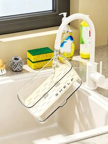 Transparent Self Draining Sink Organizer Rack With Removable Tray Sponge Holder Suitable For Kitchen Countertop Used For Storing Sponges Brushes Scrubbers Kitchen Sink Drain Basket And Stopper Kitchen Home Decor Bathroom Accessories - Multicolor - View 6