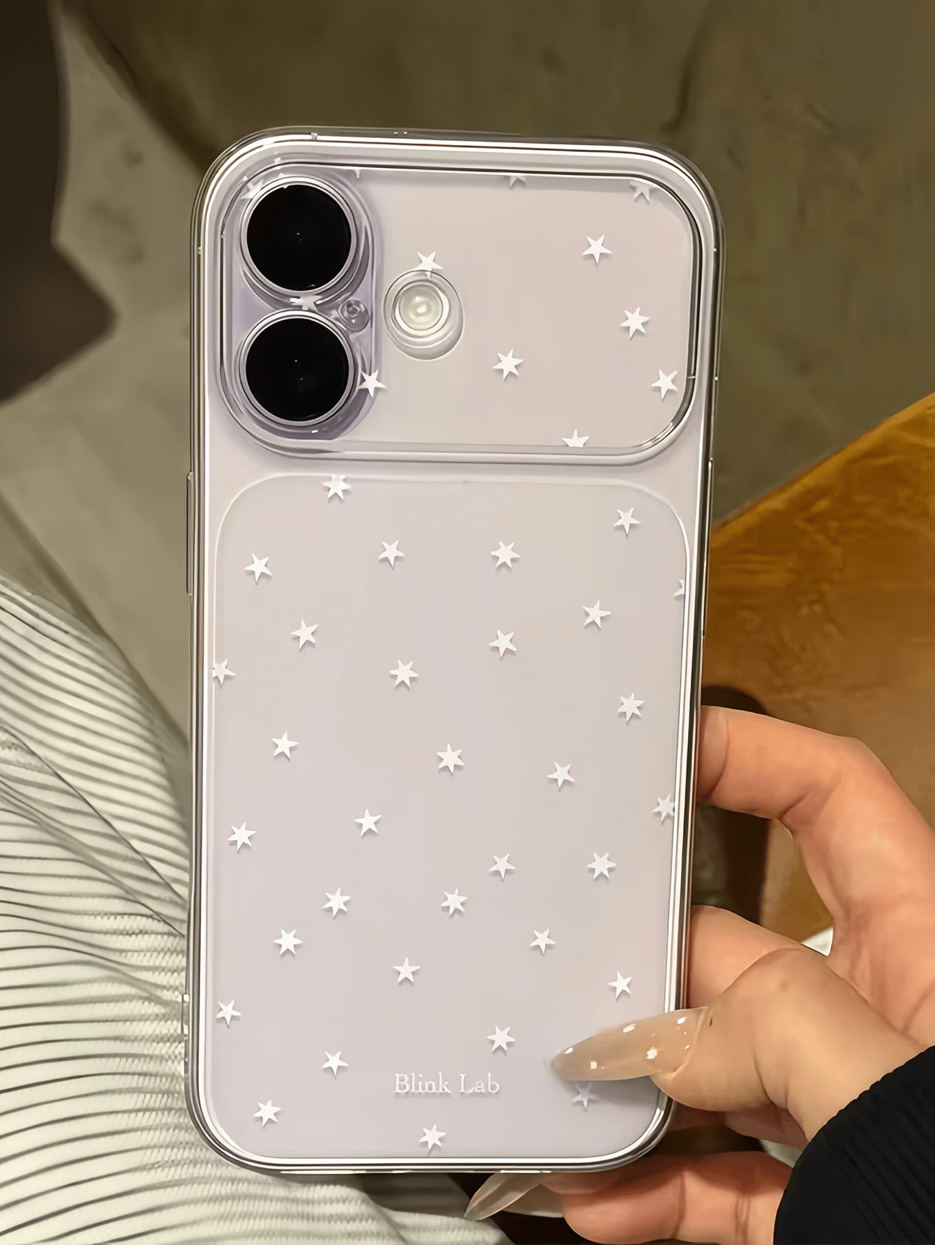 1件透明英文字母與小白色星星個性化TPU防摔全包覆手機殼,適用於Apple 17 16 15 14 13 12 11 Pro Max Air - 彩色 - 查看 1