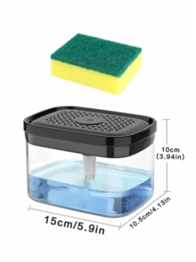 Kitchen Soap Dispenser, Plastic Soap Sponge Holder And Sponge, Dish Soap Dispenser, Space-Saving Kitchen Sink Dishwashing Organizer, Convenient Manual Soap Pump, For Home Cleaning, Kitchen Accessories, Kitchen Storage, Bathroom Accessories - Multicolor - View 14
