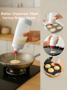 1pc Batter Dispenser, Pancake Mix Dispenser Pancake Batter Mixer With BlenderBall For Pancakes, Crepes, Waffle, Muffins, Cupcakes, And More,Pancake Batter Dispenser – 2-In-1 Pancake Dispenser Mixer Bottle With Stainless Steel Wire Whisk Ball - 彩色 - 查看 6