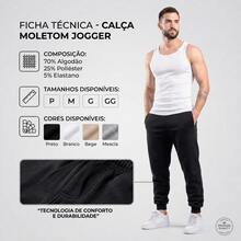 Calça Masculina Paris Calça Moletom Com Bolso Jogger Amarraçao Confortavel Macia - Preto - Visão 4