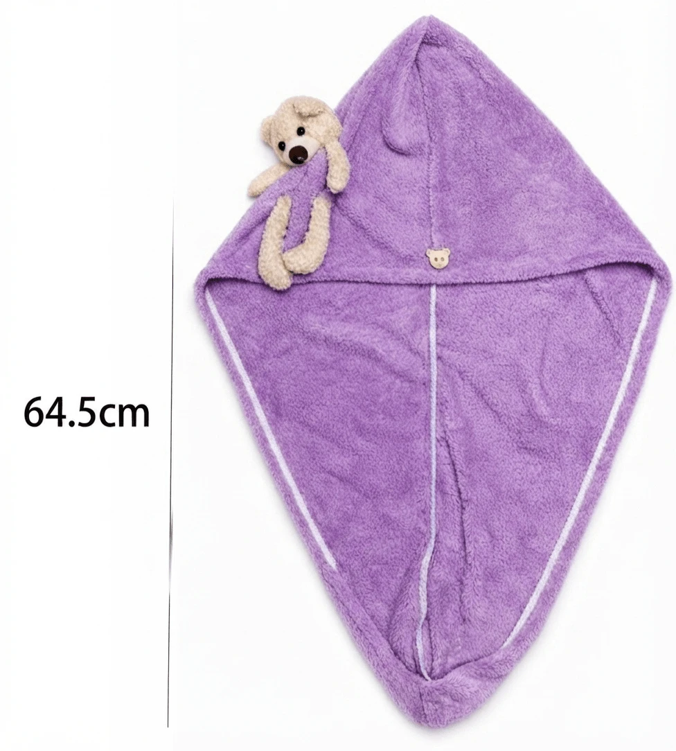 1 Microfiber Turban-Style Hair Towel For Quick-Drying Hair - Purple - View 1