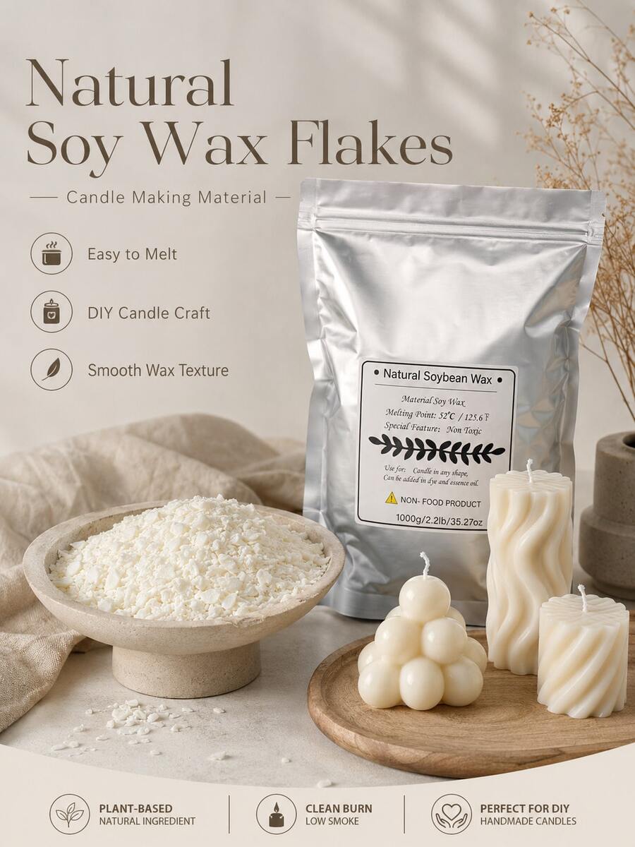 100g/200g/500g/1kg 大豆蠟片,DIY手工蠟燭製作原料,蠟燭製作材料,手工香氛蠟燭,芳香療法蠟燭製作,容器蠟燭,蠟燭罐,居家香氛手工藝 - 鋁袋大豆蠟-1PC - 查看 1