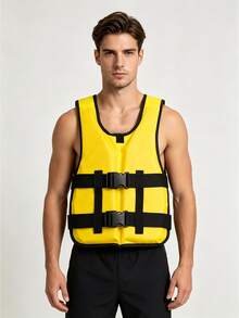 1pc Adult Life Jacket, High Buoyancy, Adjustable Shoulder Straps, Breathable Quick-Dry, Neoprene Outer Material, Thickened Anti-Collision, Suitable For Swimming, Diving, Motorboat And Fishing, Beach Essential, Swimming Pool Float - Black - View 12