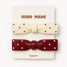 2pcs Women's Cute Polka Dot Bow Duckbill Hair Clips, Suitable For School, Commuting, Party And Multiple Occasions, Front Hair/Side Bangs Clip, Ancola Red/Milk White Multi-Style Polka Dot Ins Influencer Hair Accessory, 6cm Portable Size, Secure Grip, Versatile Daily Hair Clip (Suitable For Fixing Bangs Or Forehead), Claw Clip Style, Ideal Choice For Women's Hair Accessories - Random Color/style - View 10