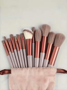 15pcs Professional Makeup Brush Set, Soft Bristles, Eyeshadow Foundation Blush Makeup Brushes, Includes 2 Brown Makeup Sponges, Suitable For All Skin Care Needs, Perfect For Beginners And Professionals, Ideal Birthday Gift,Bedroom Room Decor,Back To School - Multicolor - View 10