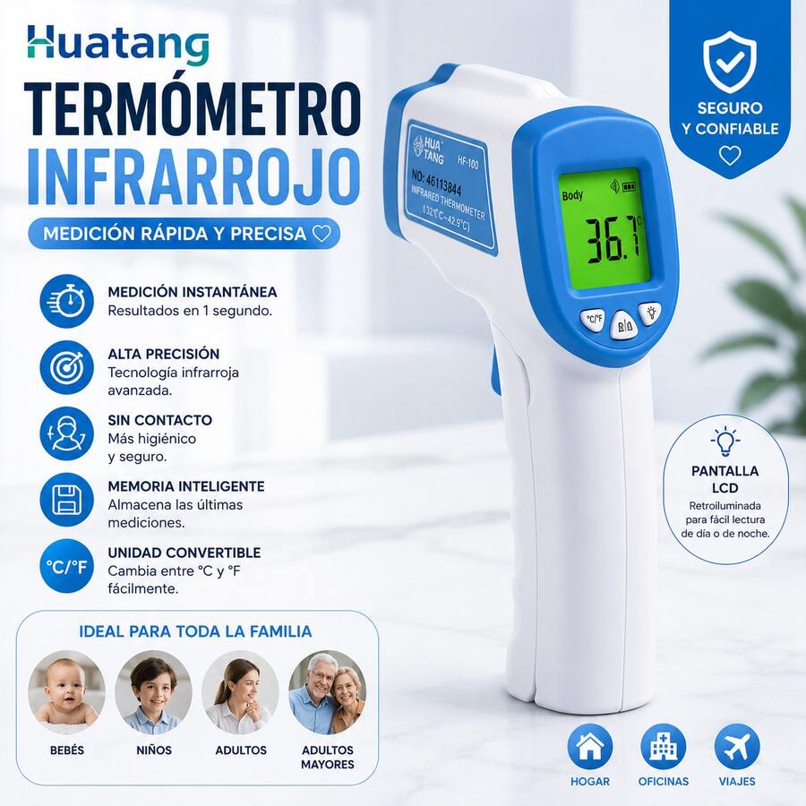 SENSOR INTELIGENTE Termómetro infrarrojo IR sin contacto Termómetro LCD digital Termómetro - Blanco - Ver 1