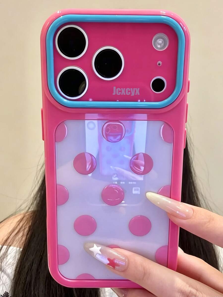 可愛極簡粉色波點糖果色手機殼,適用於 iPhone 17 Pro Max 17 Pro 17 16 Pro Max 16 Pro 16 15 Pro Max 15 Pro 15 14 Pro Max 14 Pro 14,可愛亮面果凍色防摔背蓋 - 玫粉色 - 查看 1