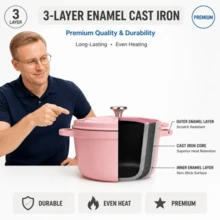 Extra-Large Capacity Enamel Saucepan, Heavy-Duty Cast Iron | Non-Stick Inner Pot For Fast And Even Heat Distribution – Suitable For Large Family Gatherings, Restaurant Kitchens, Outdoor Camping, And Compatible With Fire Pits/Gas Stoves. - View 7