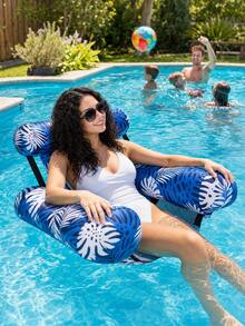 Floating Pool Lounge Chair, Adult Inflatable Pool Hammock Chair, Floating Pool Bed Chair, Blue Floral Pattern Floating Pool Sofa, Suitable For Summer Pool Party, Inflatable Pool, Garden, Inflatable Pool Float, Travel Essential, Beach Accessory - Multicolor 1 - View 1