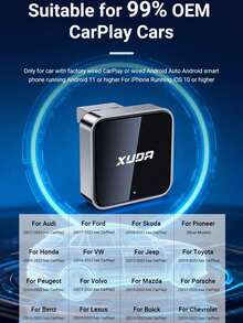 XUDA 2026 新款 2 合 1 無線 CarPlay / Android Auto 超迷你轉接器，2.4-5.0 GHz WiFi6 車載轉換器，有線轉無線，快速自動連接智能盒，無延遲，緊湊設計，時尚便攜，小巧精緻，附 USB/USB-C 接口，免電池 - C - 查看 9