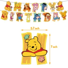 Classic Party Decoration Set - Tissue Paper Banner Flags, Honey Jar Cupcake Toppers, Cartoon Character Plates And Cups, Suitable For Cartoon Theme Birthday Party - Multicolor - View 12