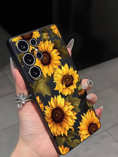 Autumn Sunflower Phone Case Protective Cover Black TPU Soft Shell Wear-Resistant Shockproof Full Coverage Compatible With Huawei Honor Galaxy A04e/A05s/A13/A14/A15/A34/A35/A50/A52/A53/A54/S21/S22/S23/S24/S25/S25Ultra/S25 FE/S26/S26PLUS/S26ULTRA/S26 EDGE/ 6A/7A/8A/ 12T/13T/14T[International Version Not Local Version]