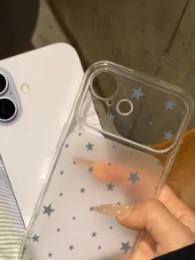1件透明波點灰色星星個性化TPU防震全包覆手機殼，適用於Apple 17 16 15 14 13 12 11 Pro Max Air - 彩色 - 查看 4