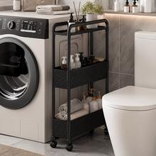 5.12 Inch Narrow Space-Saving Storage Cabinet, 3-Tier Durable Plastic Independent Storage Rack With Wheels, Matte Black & White Design, Suitable For Bathroom, Kitchen, Living Room, Easy Assembly, Load Capacity Up To 13.61KG, Vertical Compact Storage Rack - View 8