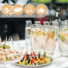 100pcs Decorative Pearl Fruit Toothpicks, Disposable Appetizer Picks, Stylish Decor For Cakes Drinks Wedding & Christmas Party Gifts - Apricot - View 3