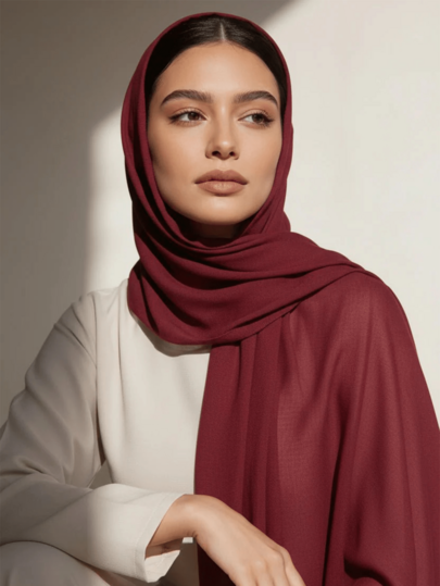 1pc Premium Knit Solid Color Chiffon Scarf Women Headscarf Comfortable Lightweight