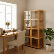 Acrylic Transparent Display Cabinet, Bamboo Collectible Display Cabinet, Cell Storage, Toy Model Display - Yellow - View 9