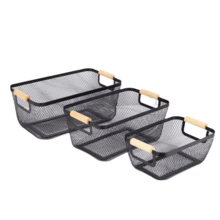 1 Piece Household Multi-Size Black Iron Mesh Storage Basket, (Plastic Storage Box With Lid Optional), Non-Slip Handles, Hollow Breathable Design, Suitable For Storing Tableware, Toiletries And Sundries In Kitchens, Bathrooms And Desktops - Multicolor - View 9