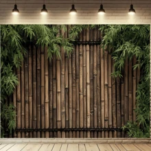 1pc Retro Bamboo Forest Bamboo Wall Landscape Theme Banner, Polyester Material, Suitable For Chinese-Style Theme Parties, Tea Room Decoration, Friend Gatherings, Ancient-Style Photo Shoots, Birthdays, Indoor/Outdoor Decoration, Universal Theme. - A - View 4