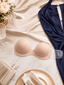 1件裝女款3D提拉無縫黏貼式胸罩，適合夏季泳池派對、露肩穿搭，週末度假與舞台表演的理想配件，隱形修身設計，可搭配多款度假洋裝，適用多種場合 - 多色 - 查看 2