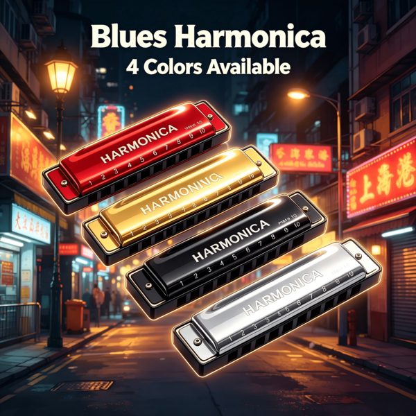 Bright Soft 008K C-Key 10-Hole Chromatic Harmonica, Essential Travel Musical Instrument For Summer Vacation, Includes Protective Case, Portable Harmonica Gift For Beginners