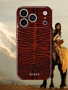GIIPPA 1件 米色與黑色底色搭配紅色不規則斑馬紋設計，Phone 17 Pro Max 手機殼，相容於 Phone 16 Pro Max、15 Pro Max、14 Pro Max，韓系高端時尚趣味手機殼，相容於 11/12/13/14/15/16 Pro Max Plus，優雅設計適合男女使用，送給女友的聖誕節、情人節、復活節、婚禮季與生日完美禮物！ - 黑色 - 查看 8