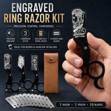 Men's Professional Straight Razor, Barber's Standard Straight Blade Razor Set, Close Shaving - Beard Trimmer, Finger Razor, Includes 10 Razor Blades - Safety Tazor + Blade - View 1