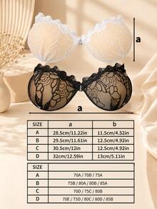 Bra Seksi dengan Hiasan Renda dan Kelopak Payudara, Bra Tanpa Tali Silikon Pengangkat Payudara untuk Wanita - MultiWarna - View 7