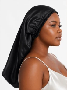 YPGVUO 1PC Extra Long Satin Hair Bonnet, Elastic Ruched Edge Sleep Cap, Anti‑Frizz Night Hair Care Hat For Super Long Braided Hair Home Sleeping - Solid Color - View 6