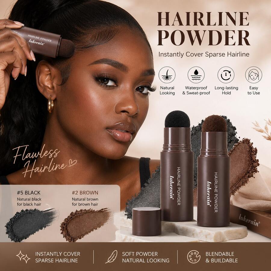 Hairline Density Powder With Puff Applicator, Lightweight Hair Filling Styling Tool For Natural Looking Hair Root Coverage And Daily Touch Ups