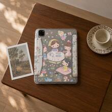卡通可愛動漫女孩 3+Y 折疊壓克力保護殼，適用於 iPad 11代、Pro 2025 新機、10代、Air 7/6，附筆槽，防彎曲，11吋女孩平板保護套 - 白色 - 查看 6