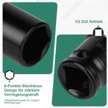 20-teiliges 1/2'-Schraubendreher-Metrisches Tiefen-Schlagschraubendreher-Set, Cr-V-Stahl Metrisches Werkzeugset 8 mm-32 mm, Chrom-Vanadium-Stahl Elektrischer Schraubenschlüssel Verlängerter Sechskant-Schraubendreher-Set, Universelles Kombiniertes Steckschlüsselkopf, Auto-Wartungswerkzeugset - 20tlg - Übersicht 9