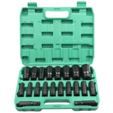 20-teiliges 1/2'-Schraubendreher-Metrisches Tiefen-Schlagschraubendreher-Set, Cr-V-Stahl Metrisches Werkzeugset 8 mm-32 mm, Chrom-Vanadium-Stahl Elektrischer Schraubenschlüssel Verlängerter Sechskant-Schraubendreher-Set, Universelles Kombiniertes Steckschlüsselkopf, Auto-Wartungswerkzeugset - 20tlg - Übersicht 2