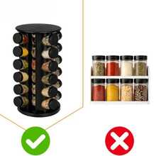 20-Jar Rotating Spice Rack Organizer | Glass Spice Jars Set With Labels, Funnel & Marker. 360° Revolving Countertop Spice Holder For Kitchen Storage. Clear Glass Bottles With Airtight Lids. Compact & Stylish Kitchen - View 5