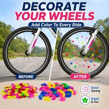 Bicycle Spoke Decor, Mixed Color Star And Moon Bicycle Wheel Beads, Bicycle Wheel Rim Decoration Clips - Multicolor - View 6