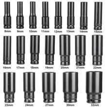 20-teiliges 1/2'-Schraubendreher-Metrisches Tiefen-Schlagschraubendreher-Set, Cr-V-Stahl Metrisches Werkzeugset 8 mm-32 mm, Chrom-Vanadium-Stahl Elektrischer Schraubenschlüssel Verlängerter Sechskant-Schraubendreher-Set, Universelles Kombiniertes Steckschlüsselkopf, Auto-Wartungswerkzeugset - 20tlg - Übersicht 3