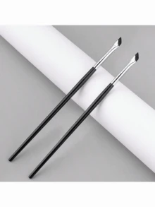 1pc Ultra-Thin Angled Eyeliner Brush, Precise Flat Eyebrow Concealer Brush, Multi-Function Detail Makeup Brush, Suitable For Under Eye, Eyebrow Filling And Fine Eyeliner - Black - View 3