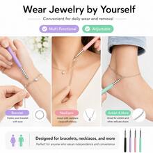 Bracelet Helper Tool Jewelry Assistant Hook – Stainless Steel Necklace Clasp Fastening Tool, Adjustable Jewelry Wear Aid For Bracelets & Necklaces, Easy Wear & Remove, Unisex Gift Gadget - Multicolor - View 3
