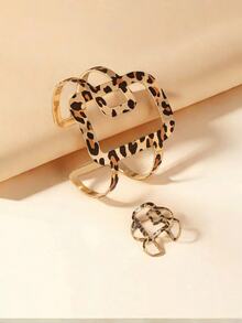 2 piezas Conjunto de pulsera y anillo de moda vintage de lujo, adecuado para el uso diario de las mujeres y como regalo - Multicolor - Ver 3